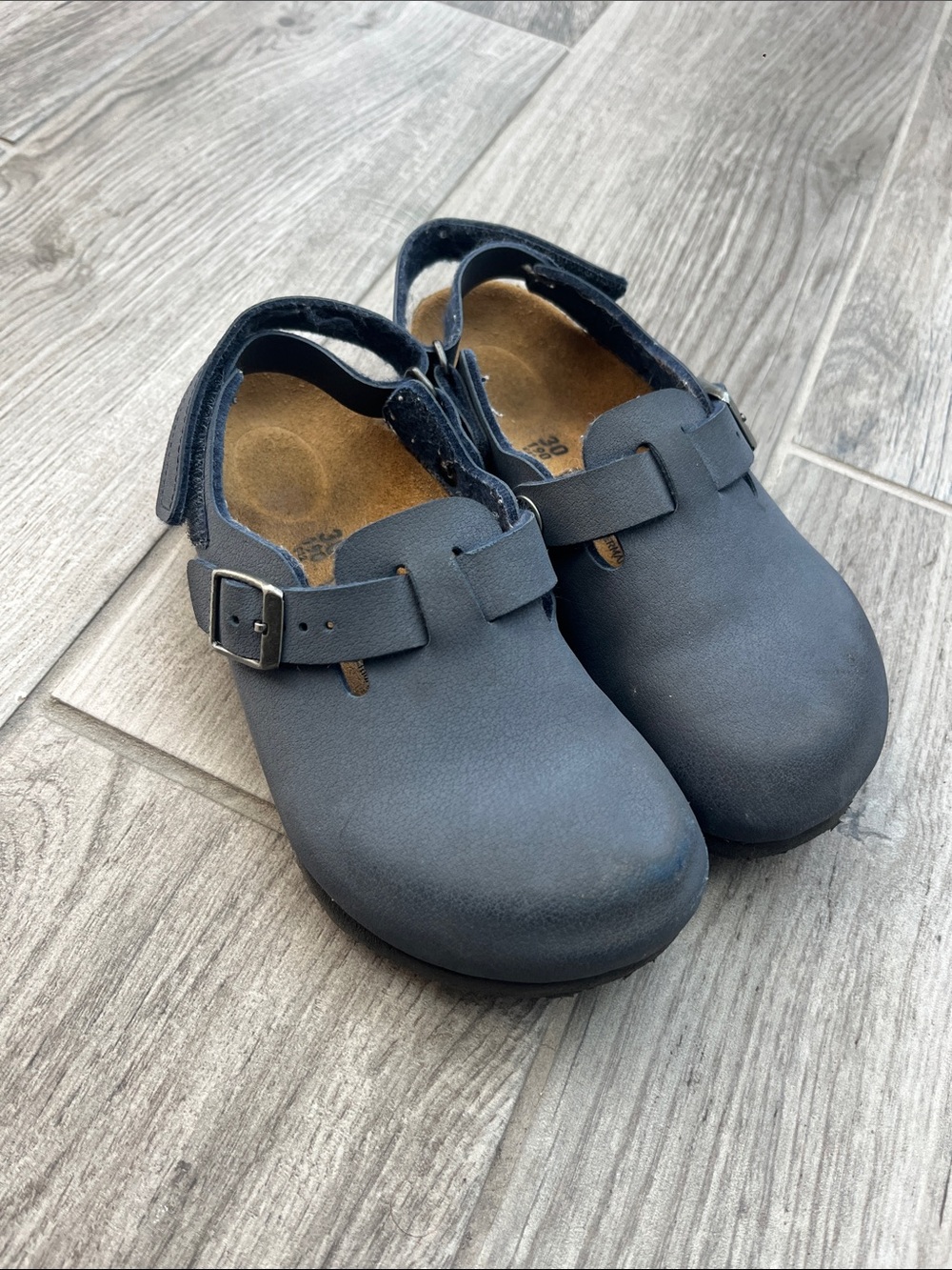 Birkenstock Kids Navy Closed-Toe Buckle Moccasins